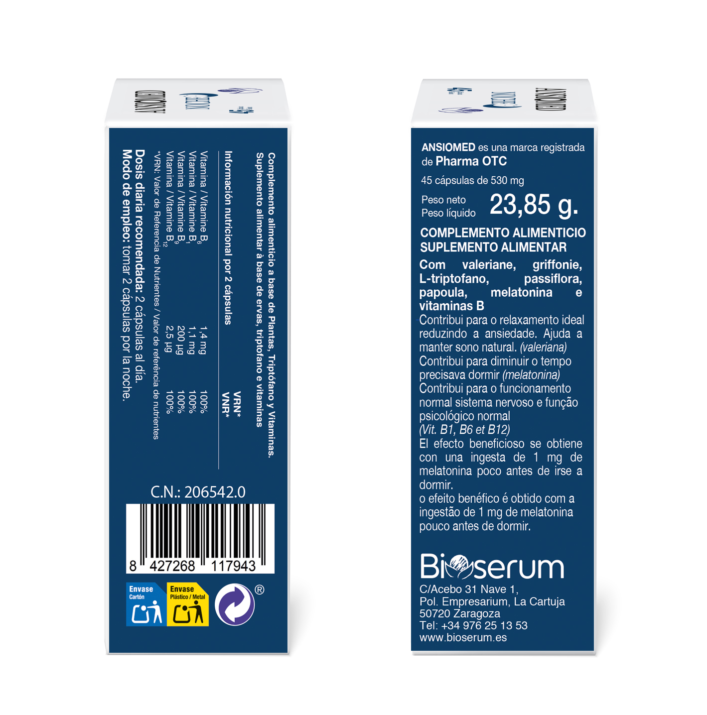 Ansiomed Noche 45 cápsulas - Bioserum - Imagen 3